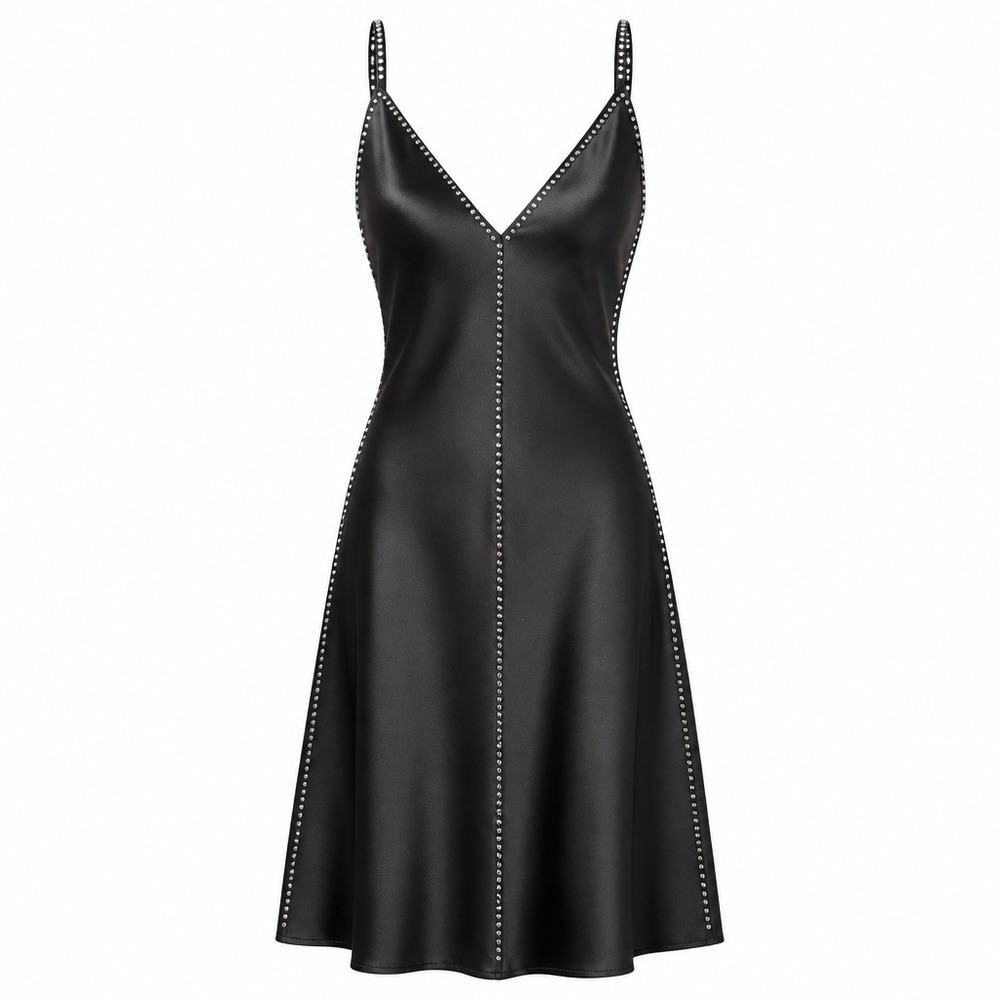 Victoria's Secret Slip Dress S Black Rhinestone Embellished Glam LBD Sexy Gown